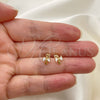 Oro Laminado Stud Earring, Gold Filled Style Angel Design, White Enamel Finish, Golden Finish, 02.02.0526