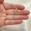 Oro Laminado Fancy Pendant, Gold Filled Style Initials Design, Polished, Golden Finish, 05.02.0069.14