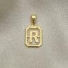 Oro Laminado Fancy Pendant, Gold Filled Style Initials Design, Polished, Golden Finish, 05.02.0069.18
