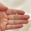 Oro Laminado Fancy Pendant, Gold Filled Style Initials Design, Polished, Golden Finish, 05.02.0069.20