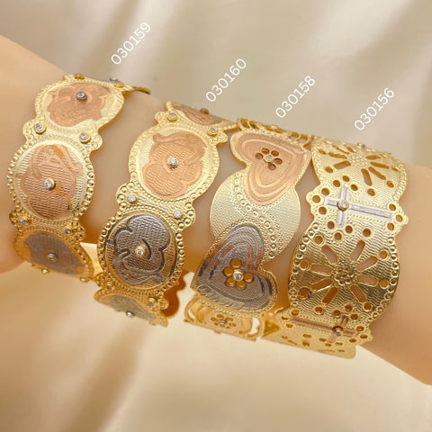 12 Assorted Tricolor Bangles in Oro Laminado Gold Filled ($8.33 each) for $100 Gold Layered