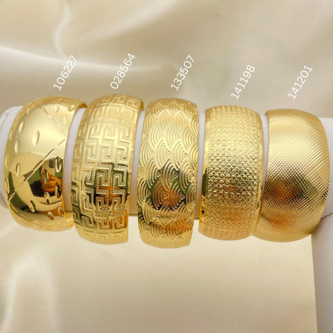 12 Assorted Wide Cuff Bangles in Oro Laminado Gold Filled ($8.33 each) for $100 Gold Layered