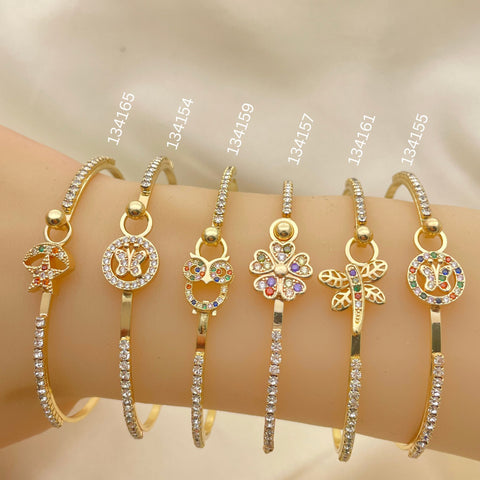 15 Assorted Flex Zirconia Bangles in Oro Laminado Gold Filled ($6.67 each) for $100 Gold Layered