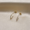 Oro Laminado Stud Earring, Gold Filled Style Heart Design, with White Crystal, Polished, Golden Finish, 02.379.0049.1