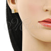 Oro Laminado Stud Earring, Gold Filled Style with White Micro Pave, Polished, Golden Finish, 02.344.0011.2
