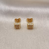 Oro Laminado Stud Earring, Gold Filled Style with White Micro Pave, Polished, Golden Finish, 02.344.0011.2