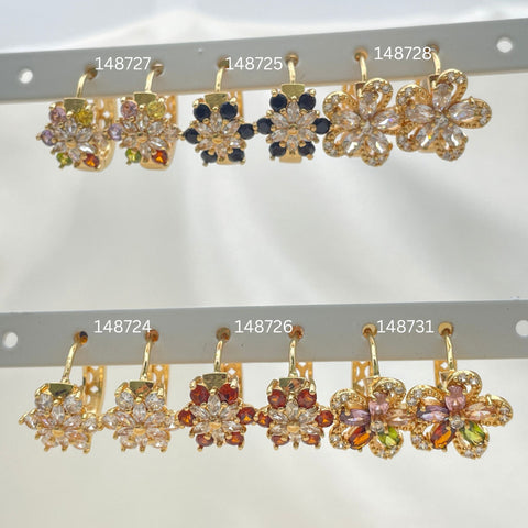 30 argollas Huggie de ZIrconia de colores surtidos en Oro Laminado Gold Filled ($3.33 cada una) por $100 Gold Layered