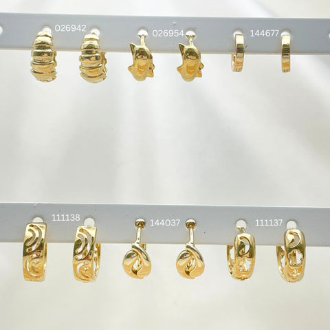 50 argollas Huggie de oro surtidas en Oro Laminado Gold Filled ($2.00 cada una) por $100 Gold Layered