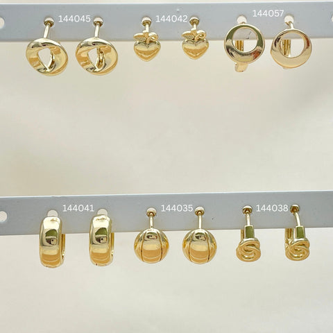 50 argollas Huggie de oro surtidas en Oro Laminado Gold Filled ($2.00 cada una) por $100 Gold Layered