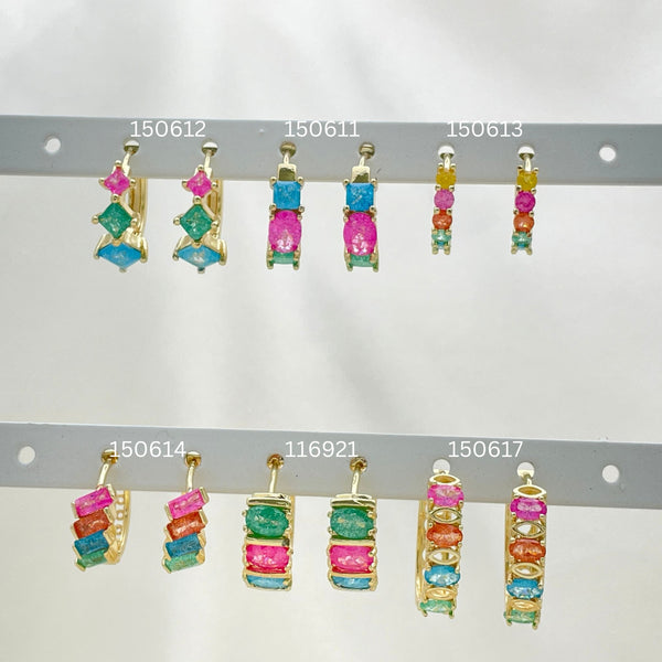 30 Assorted Colorful Huggie Hoops in Oro Laminado Gold Filled ($3.33 each) for $100 Gold Layered