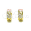 Oro Laminado Huggie Hoop, Gold Filled Style Diamond Cutting Finish, Tricolor, 02.213.0505.12