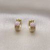 Oro Laminado Huggie Hoop, Gold Filled Style Diamond Cutting Finish, Tricolor, 02.213.0505.12