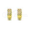 Oro Laminado Huggie Hoop, Gold Filled Style Heart Design, Polished, Tricolor, 02.213.0506.12
