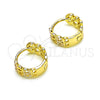 Oro Laminado Huggie Hoop, Gold Filled Style Heart Design, Polished, Tricolor, 02.213.0506.12