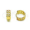 Oro Laminado Huggie Hoop, Gold Filled Style Heart Design, Polished, Tricolor, 02.213.0506.12