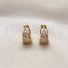 Oro Laminado Huggie Hoop, Gold Filled Style Butterfly Design, Polished, Tricolor, 02.213.0509.15