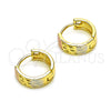 Oro Laminado Huggie Hoop, Gold Filled Style Polished, Tricolor, 02.213.0510.12