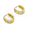 Oro Laminado Huggie Hoop, Gold Filled Style Polished, Tricolor, 02.213.0511.12