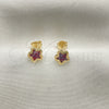 Oro Laminado Stud Earring, Gold Filled Style Star Design, with Siam Cubic Zirconia, Polished, Golden Finish, 02.02.0533.2
