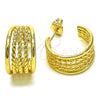 Oro Laminado Small Hoop, Gold Filled Style Rope and Twist Design, Polished, Golden Finish, 02.195.0178.20