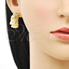 Oro Laminado Stud Earring, Gold Filled Style Diamond Cutting Finish, Golden Finish, 02.163.0211