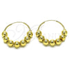 Oro Laminado Medium Hoop, Gold Filled Style Ball Design, Polished, Golden Finish, 02.170.0435.35