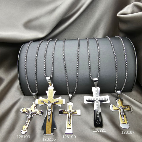 Father's Day Mens Chain and Pedant Two Tone Steel 12pc Assorted ($8.33 each) for $100