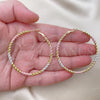 Oro Laminado Large Hoop, Gold Filled Style Rope Design, Polished, Tricolor, 02.213.0532.50