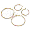 Oro Laminado Large Hoop, Gold Filled Style Rope Design, Polished, Tricolor, 02.213.0532.50