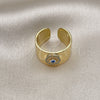 Oro Laminado Multi Stone Ring, Gold Filled Style Evil Eye Design, with Turquoise and White Micro Pave, Polished, Golden Finish, 01.341.0103 (One size fits all)