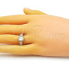 Oro Laminado Multi Stone Ring, Gold Filled Style Baguette Design, with White Cubic Zirconia and White Micro Pave, Polished, Golden Finish, 01.341.0105 (One size fits all)
