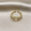 Oro Laminado Multi Stone Ring, Gold Filled Style Baguette Design, with White Cubic Zirconia, Polished, Golden Finish, 01.341.0107 (One size fits all)