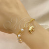 Oro Laminado Charm Bracelet, Gold Filled Style Elephant and Ball Design, with Ivory Pearl, Polished, Golden Finish, 03.32.0580.07 (06 MM Thickness, 7 Inches Length)