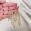 Oro Laminado Long Earring, Gold Filled Style with White Crystal, Polished, Golden Finish, 02.268.0104