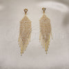 Oro Laminado Long Earring, Gold Filled Style with White Crystal, Polished, Golden Finish, 02.268.0104