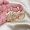 Oro Laminado Long Earring, Gold Filled Style with White Crystal, Polished, Golden Finish, 02.268.0111