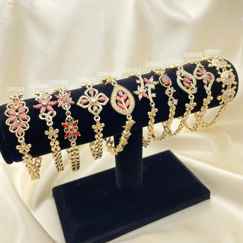 12 Brazaletes Carribbean Flex Surtidos en Oro Laminado Gold Filled ($8.33 cada uno) por $100 Gold Layered