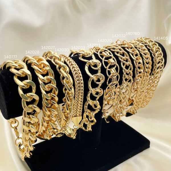 12 Brazaletes Carribbean Flex Surtidos en Oro Laminado Gold Filled ($8.33 cada uno) por $100 Gold Layered