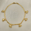 Oro Laminado Charm Anklet , Gold Filled Style Elephant Design, Polished, Golden Finish, 03.32.0589.10 (06 MM Thickness, 10 Inches Length)