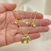 Oro Laminado Charm Anklet , Gold Filled Style Elephant and Ball Design, Polished, Golden Finish, 03.32.0592.10 (06 MM Thickness, 10 Inches Length)
