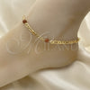 Oro Laminado Charm Anklet , Gold Filled Style Ball Design, with Brown Goldstone Venturina, Polished, Golden Finish, 03.32.0603.10 (06 MM Thickness, 10 Inches Length)