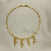 Oro Laminado Charm Anklet , Gold Filled Style Dolphin and Ball Design, Polished, Golden Finish, 03.32.0612.10 (06 MM Thickness, 10 Inches Length)