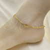 Oro Laminado Fancy Anklet, Gold Filled Style Mariner and Evil Eye Design, Polished, Golden Finish, 03.32.0617.10 (04 MM Thickness, 10 Inches Length)