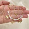 Oro Laminado Fancy Anklet, Gold Filled Style Elephant and Ball Design, with Ivory Pearl, Polished, Golden Finish, 03.32.0632.10 (04 MM Thickness, 10 Inches Length)