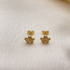 Oro Laminado Stud Earring, Gold Filled Style Flower Design, Polished, Golden Finish, 02.412.0003