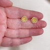 Oro Laminado Stud Earring, Gold Filled Style Flower Design, Polished, Golden Finish, 02.412.0004