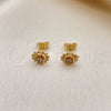 Oro Laminado Stud Earring, Gold Filled Style Flower Design, Polished, Golden Finish, 02.412.0004
