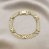 Oro Laminado Fancy Bracelet, Gold Filled Style Butterfly and Bismark Design, Polished, Golden Finish, 03.213.0221.07 (07 MM Thickness, 7 Inches Length)