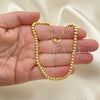 Oro Laminado Fancy Anklet, Gold Filled Style Ball and Box Design, Polished, Golden Finish, 03.32.0637.10 (05 MM Thickness, 10 Inches Length)