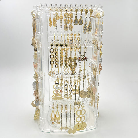 Rotating Display with 64 Long Gold Filled Earrings, Free Display